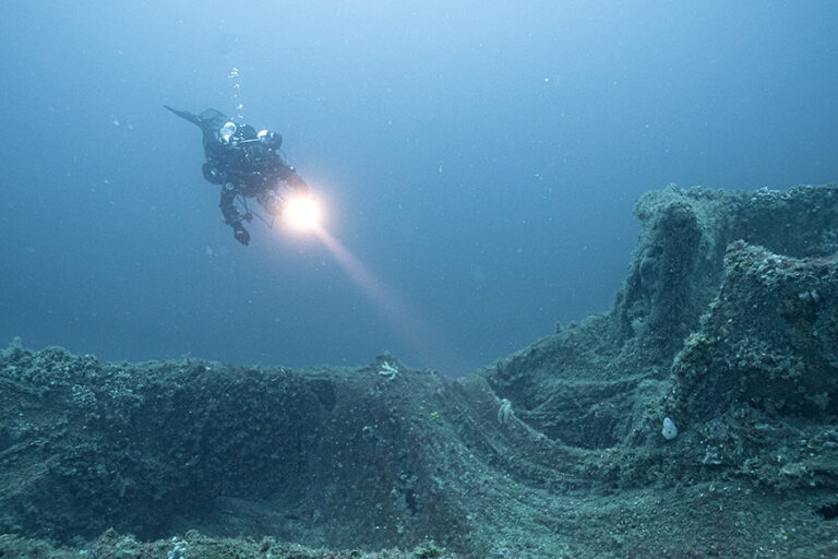 Ghost Diving diver discovers ghost nets on a wreck