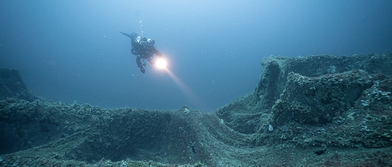 Ghost Diving diver discovers ghost nets on a wreck
