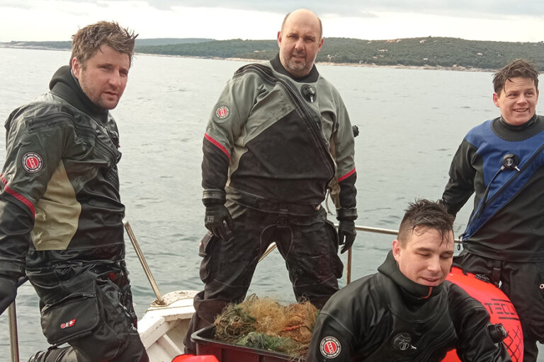 Ghost Divers with ghost fishing gear at Adriatic Sea