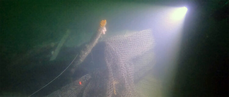 Ghost Diving UK lifts trawler net from SS Mars shipwreck