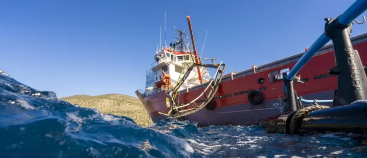 Ghost Farm Rings being removed from the water during Operation Ghost Farms 2025